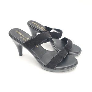 Athena Alexander By Callista Womens Sandal Cone Heel Shoes Black Slip On 8